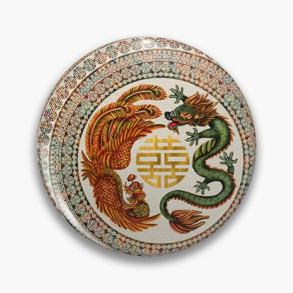 Item preview, Double Happiness Symbol with Phoenix and Dragon  designed and sold by k9printart.