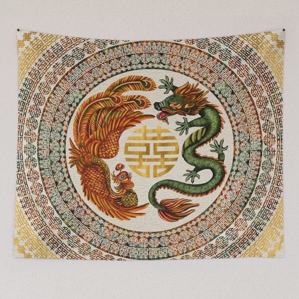 Item preview, Double Happiness Symbol with Phoenix and Dragon  designed and sold by k9printart.