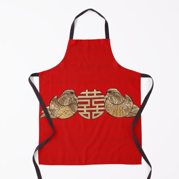 Item preview, Gold Double Happiness Symbol with Mandarin Ducks designed and sold by k9printart.