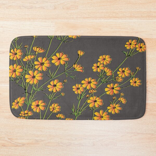 Item preview, yellow flowers, Seamless hand drawn pattern with yellow flowers on black background. designed and sold by mashmosh.