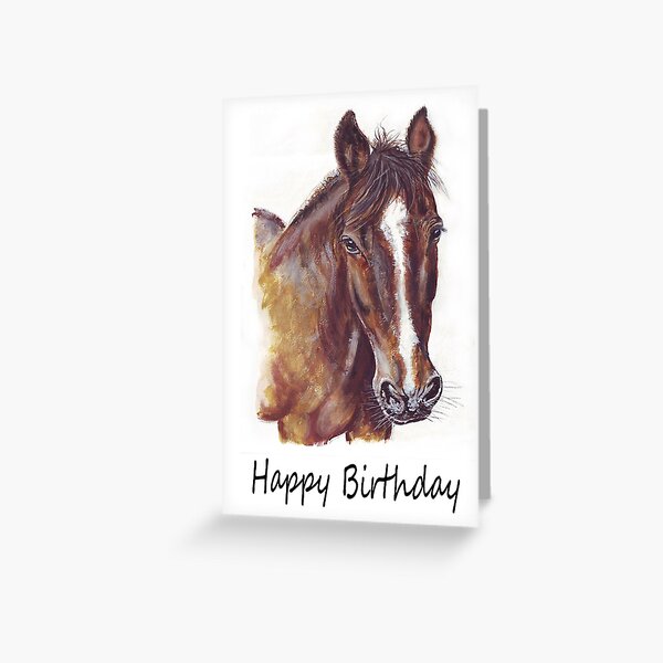 Cartes De Vœux Sur Le Theme Cheval Joyeux Anniversaire Redbubble