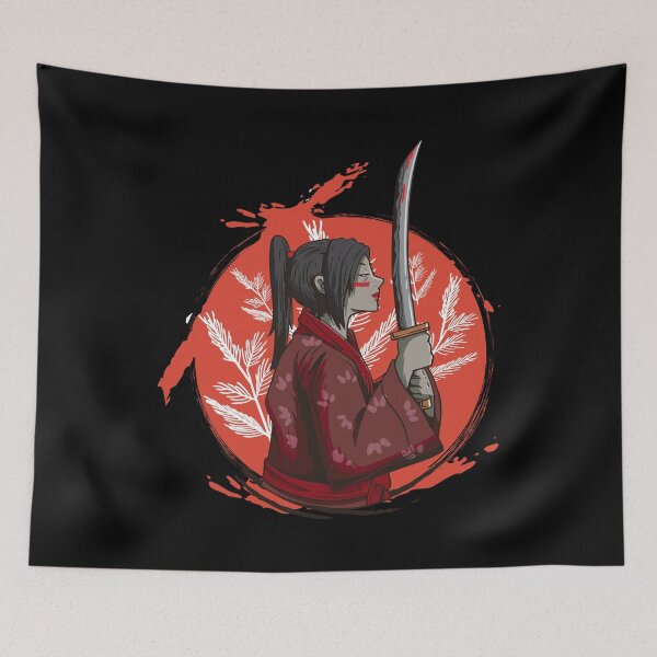 Item preview, Vintage Samurai Girl Sword Warrior Cherry Blossom Japanese designed and sold by Luxara1.