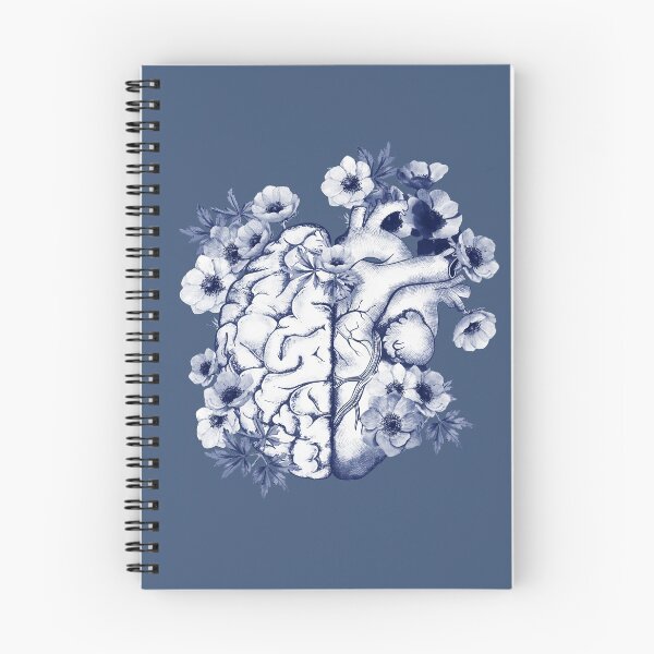 Item preview, Right balance between head and brain or heart, blue flowers anemoneus, watercolor style designed and sold by Collagedream.