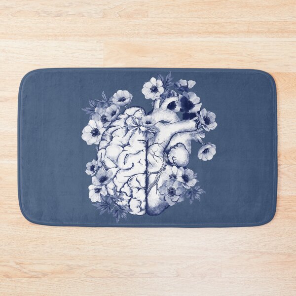 Item preview, Right balance between head and brain or heart, blue flowers anemoneus, watercolor style designed and sold by Collagedream.