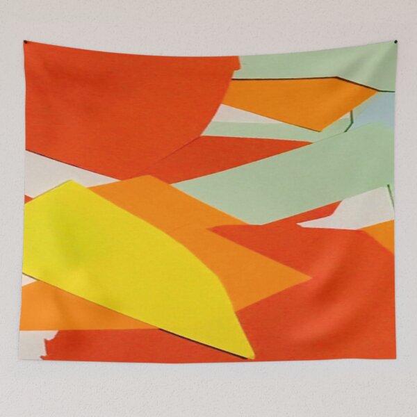 Item preview, Red orange random colour shapes pattern melbourne art designed and sold by TramsmashGuy.