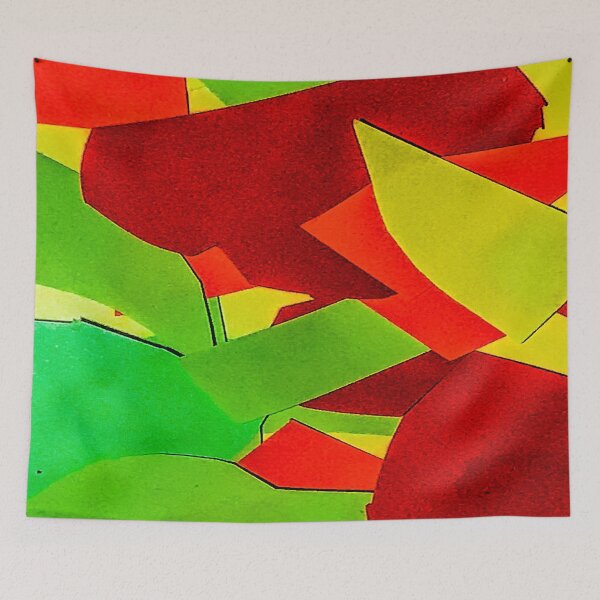 Item preview, Green Red random colour shapes pattern melbourne art designed and sold by TramsmashGuy.