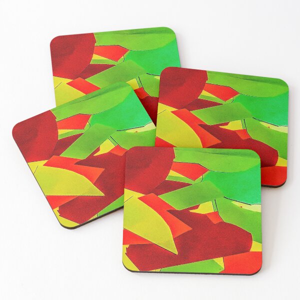 Item preview, Deep Green Red colour shapes pattern melbourne art designed and sold by TramsmashGuy.