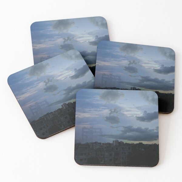 Item preview, Double exposed  moody photo of the blue sky and buildings and life designed and sold by FCEalin.