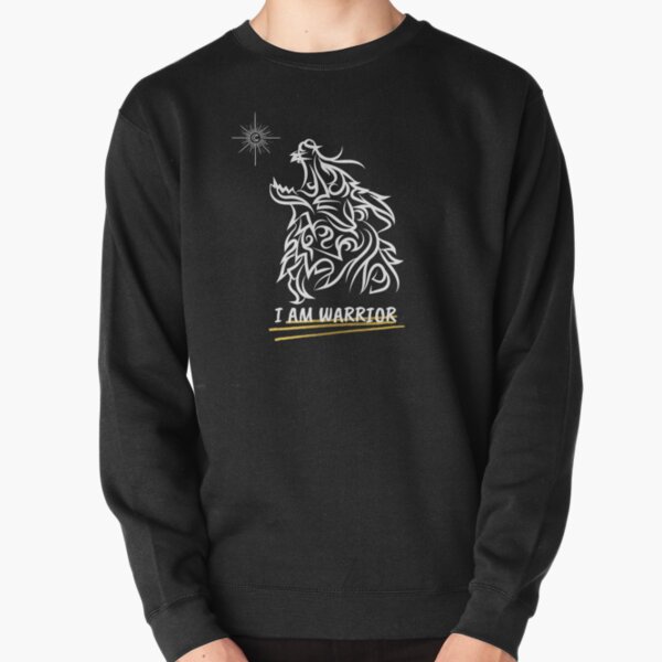 I am Warrior Black and White Lion's Head Pullover Sweatshirt