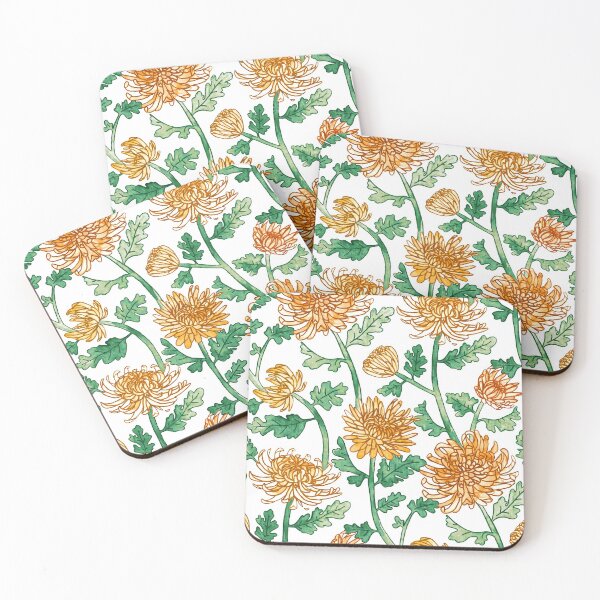 Item preview, Yellow Chrysanthemum Watercolor & Pen Pattern designed and sold by TigaTiga.