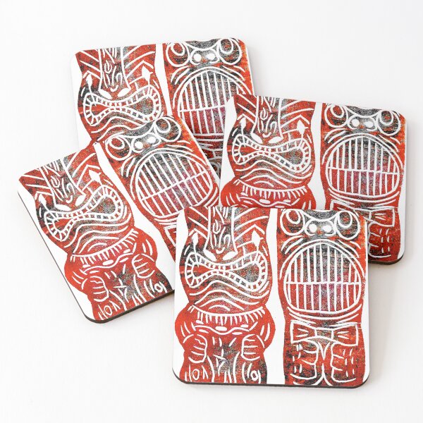 Item preview, Tiki Tumblers No. 1 - original linocut design and print designed and sold by PixelPalmer.