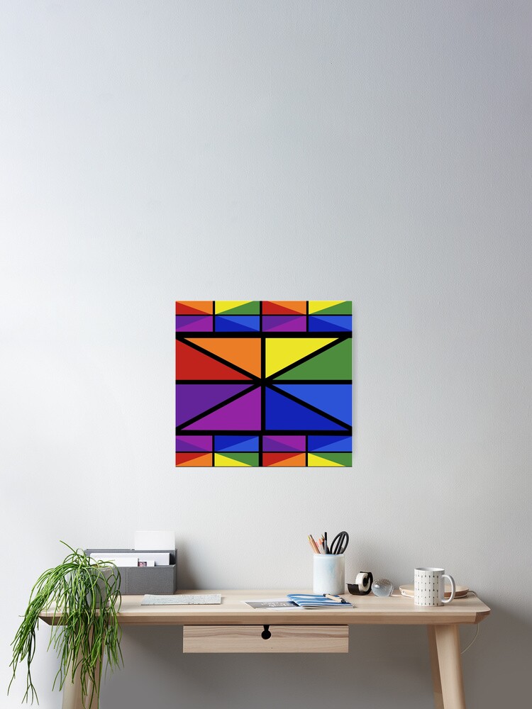 Geometric Stained Glass Window Design Poster By Eucalyptusbear Redbubble