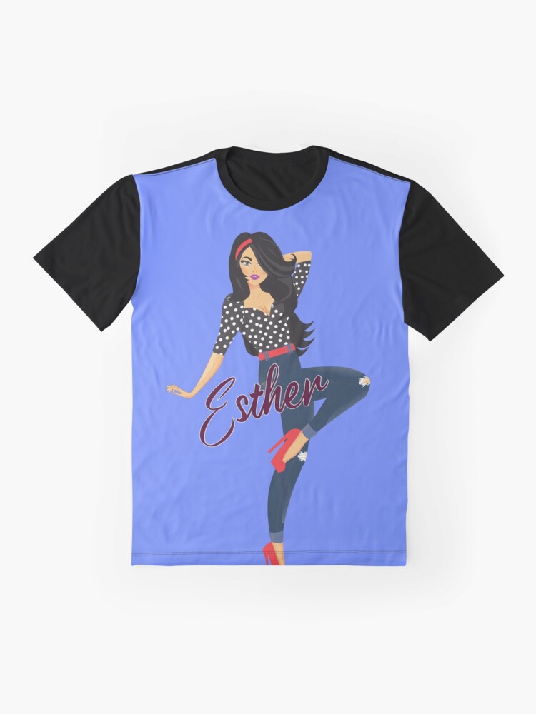 Thumbnail 4 of 5, Graphic T-Shirt, Esther Girl Sassy Blue designed and sold by DesignsbyEH.