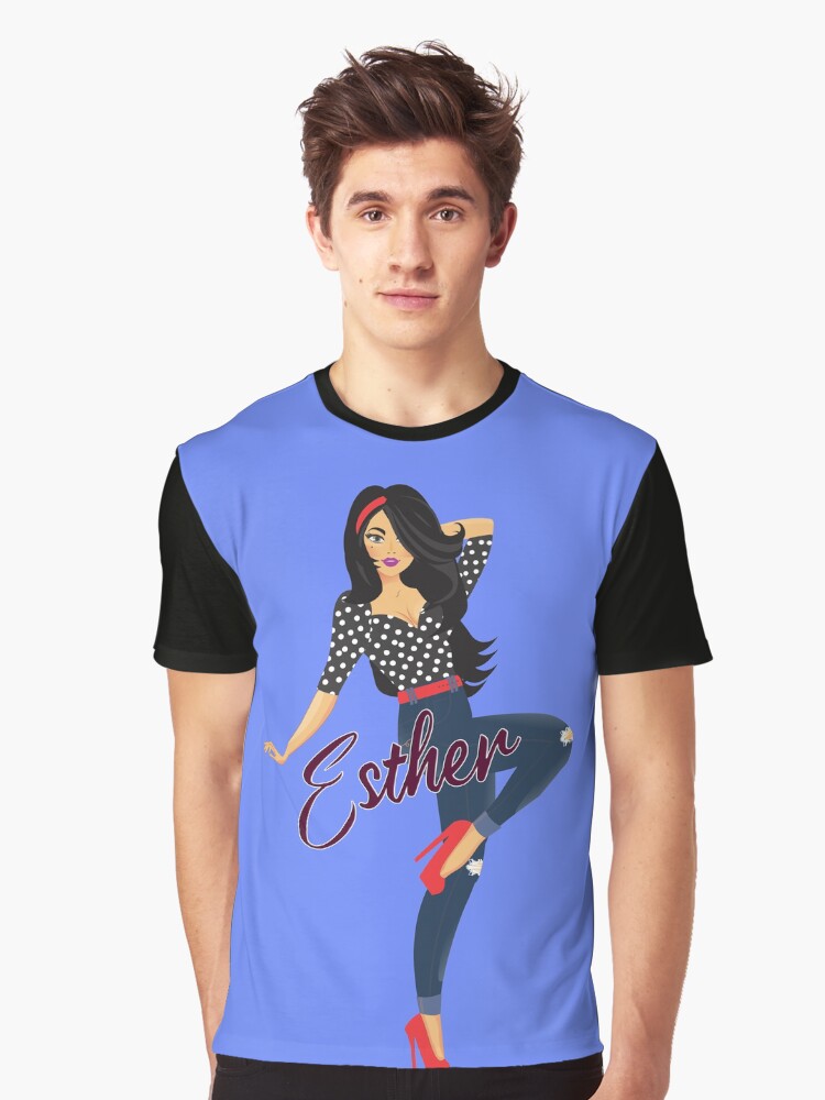 Thumbnail 1 of 5, Graphic T-Shirt, Esther Girl Sassy Blue designed and sold by DesignsbyEH.