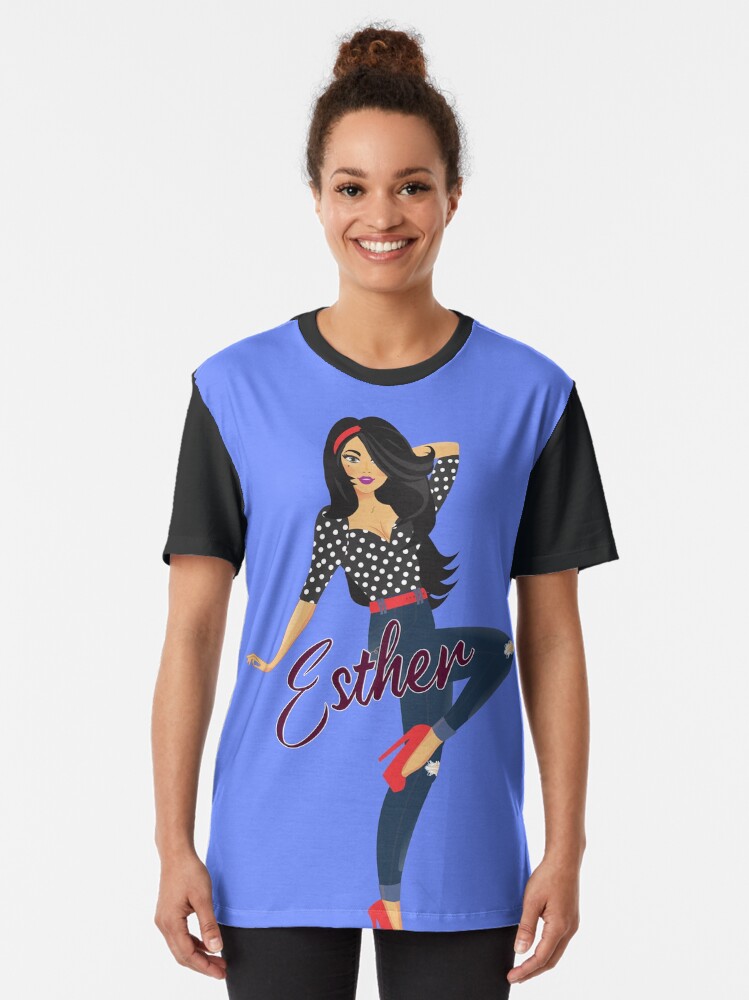 Thumbnail 2 of 5, Graphic T-Shirt, Esther Girl Sassy Blue designed and sold by DesignsbyEH.