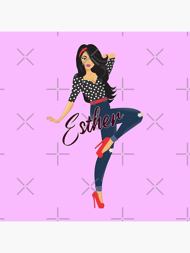 Thumbnail 5 of 5, Acrylic Block, Esther Girl Sassy Pink designed and sold by DesignsbyEH.
