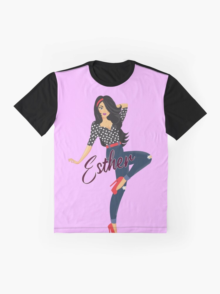 Thumbnail 4 of 5, Graphic T-Shirt, Esther Girl Sassy Pink designed and sold by DesignsbyEH.
