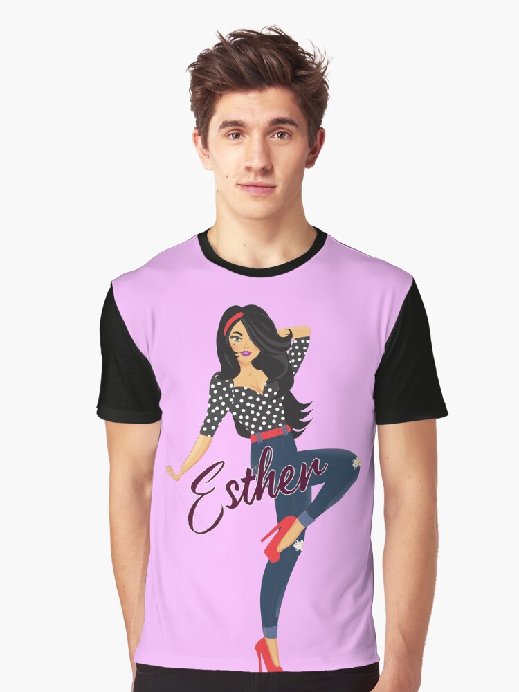 Thumbnail 1 of 5, Graphic T-Shirt, Esther Girl Sassy Pink designed and sold by DesignsbyEH.