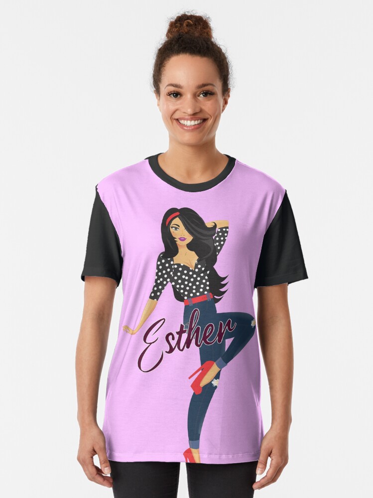 Thumbnail 2 of 5, Graphic T-Shirt, Esther Girl Sassy Pink designed and sold by DesignsbyEH.