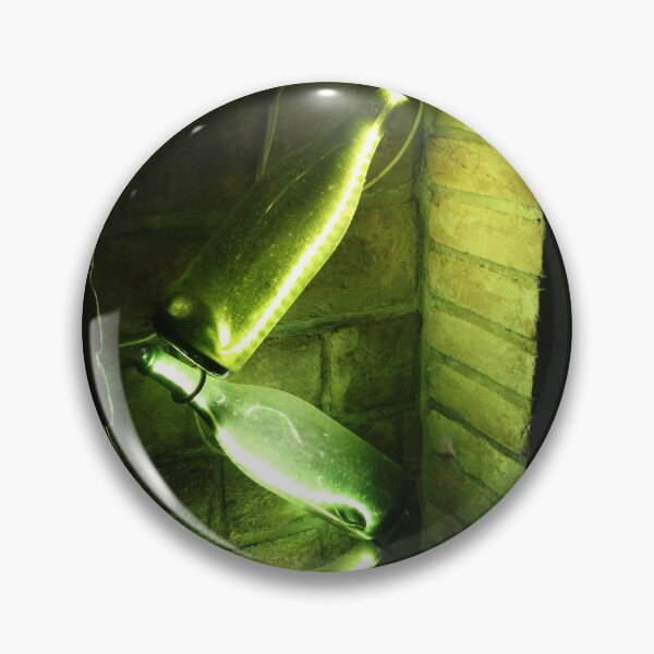 Item preview, Green light in wine bottles in sparkling wine cellar designed and sold by wineandwords.