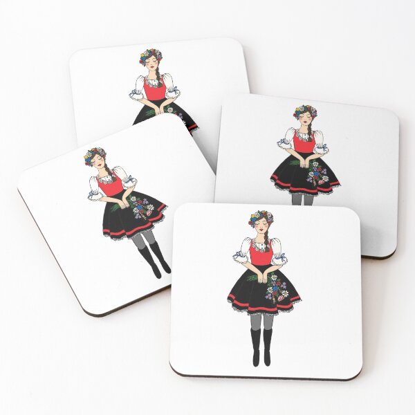 Item preview, Klara from Moravia, folklore girl in folk costume blue background designed and sold by Naty Design Prague.