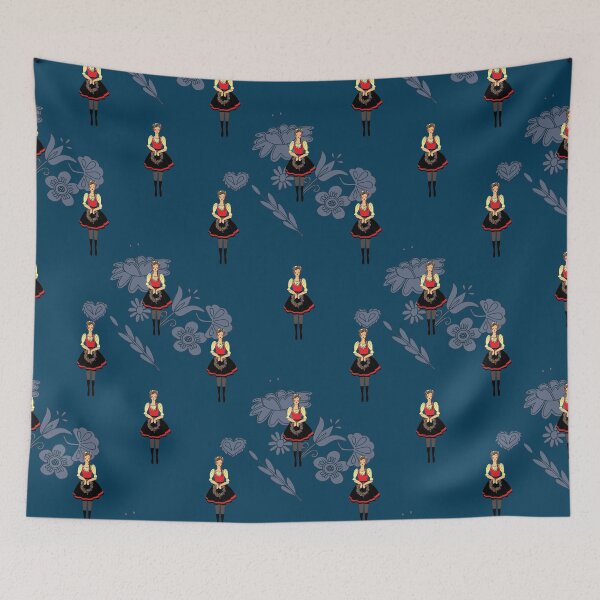 Item preview, Klara from Moravia, folklore girl in folk costume blue background designed and sold by Naty Design Prague.