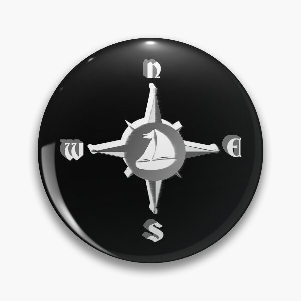 Item preview, shaded compass motif with sailing ship silhouette, sea designed and sold by Kirei-Lily.