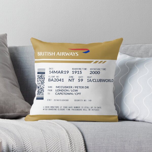Boarding Pass 5748x5748 MPD Throw Pillow