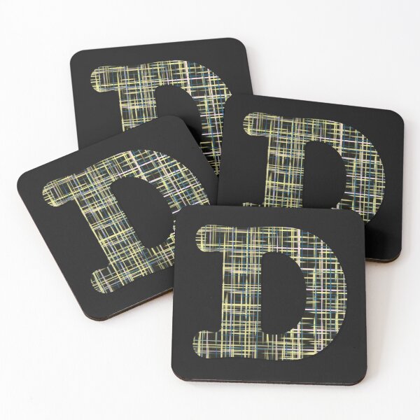 Item preview, D Alphabet Yellow Lines Black Grid Monogram designed and sold by AMSonArt.