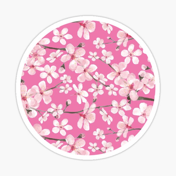 Pink Cherry Blossom watercolor floral Sticker