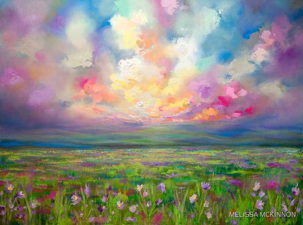 "Colourful Cloudy Sky Sunset Landscape Painting" by MELISSA MCKINNON