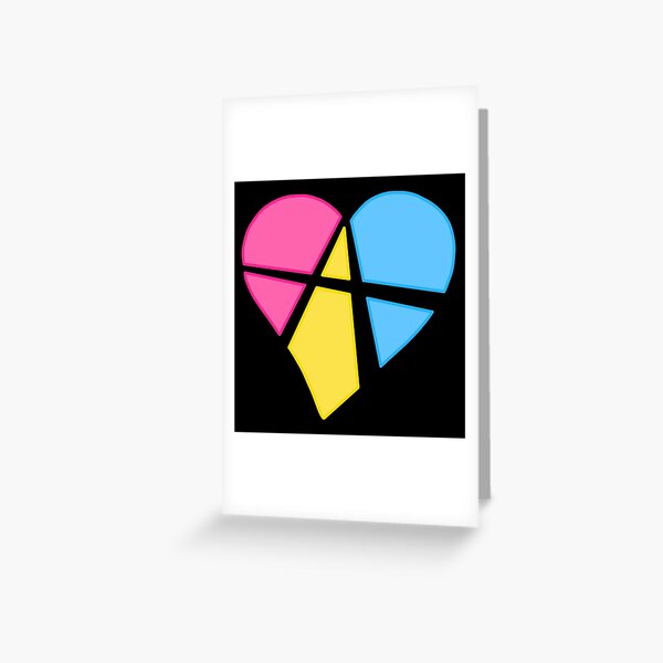 Pansexual Relationship Anarchy Heart (black) Greeting Card