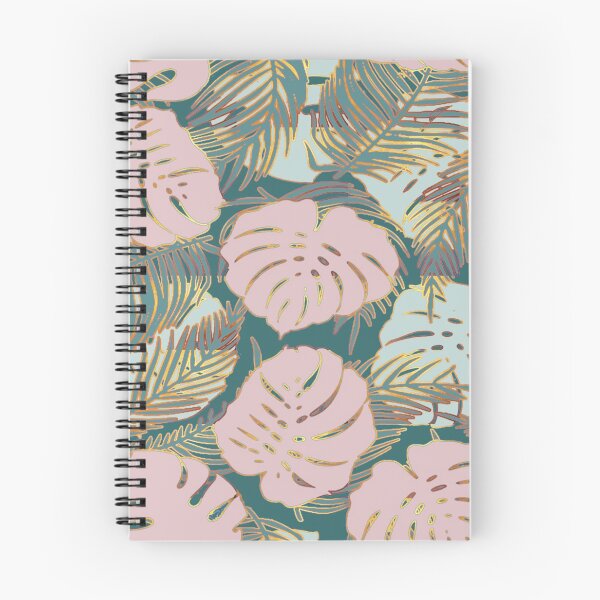 Item preview, Palm and Monster Leaves Pattern in Pinks, Green and Gold designed and sold by Julie Pickering.