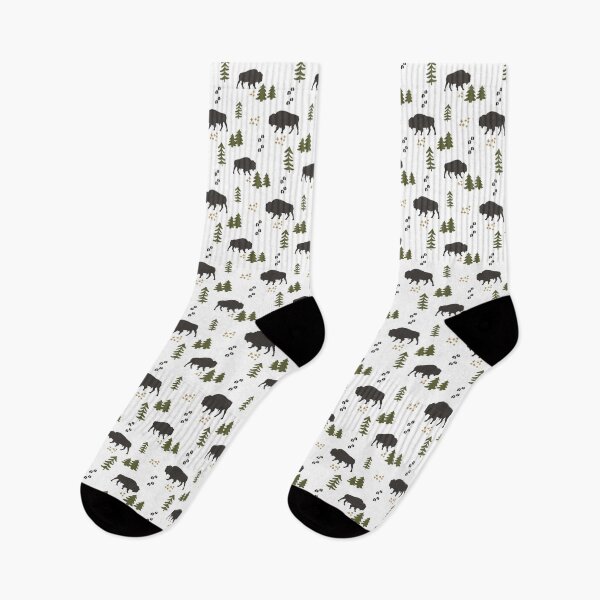 Item preview,  Boho Buffalo, Forest, Outdoors, Black and White, Wild Animals designed and sold by cateandrainn.