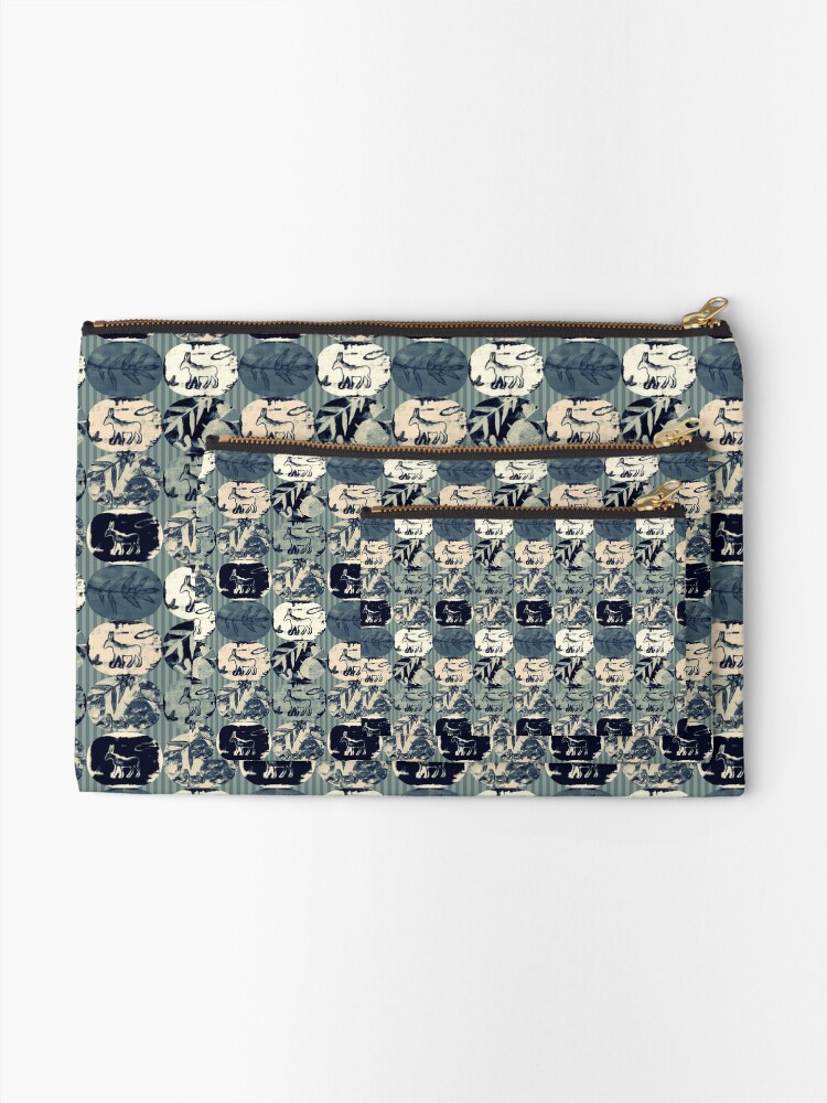 Thumbnail 2 of 4, Zipper Pouch, Donkey mosaic (film duotone) designed and sold by ElenaWhiskers.