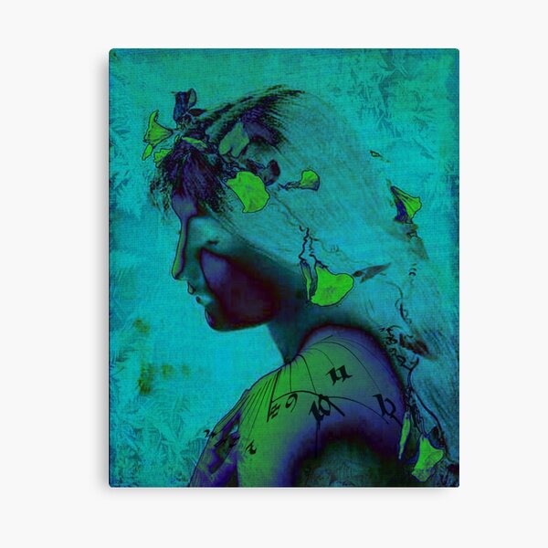 Celestial angel in turquoise and blue with numbers Canvas Print