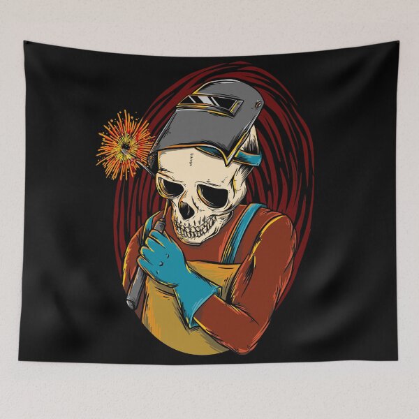 Item preview, On Fire Welder Skull designed and sold by damnoverload.