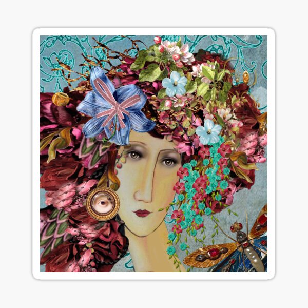Eye, eye, it's Modigliani in a flowery hat Sticker