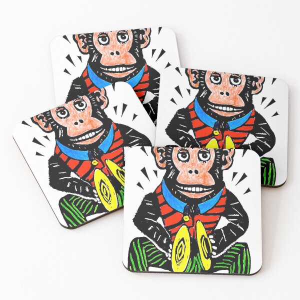 Item preview, Make Some Noise - Spring Chimp - original linocut design and print designed and sold by PixelPalmer.