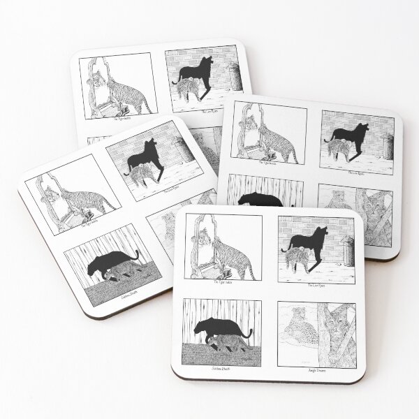 Item preview, Four Wild Cats Within - whimsical cat drawings designed and sold by Crystal Raymond.