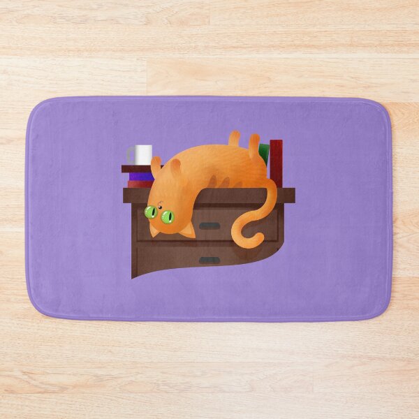 Item preview, Cute Crazy Eyed Catnip Kitty on Drawers with Books - No Meow! - Vector Cartoon Illustration designed and sold by stilo29.