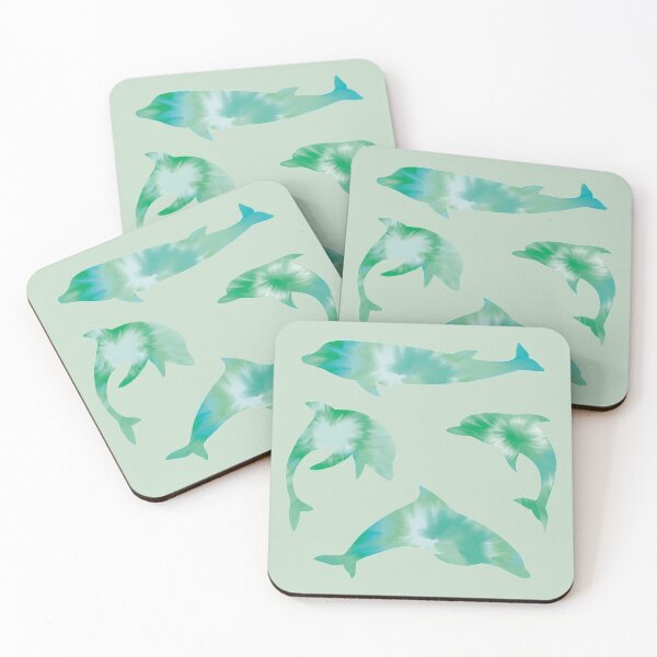 Item preview, #2 Dolphins - Fun Blue and Green Tie Dye Animal Silhouette Pattern designed and sold by TheRainbowRoom.