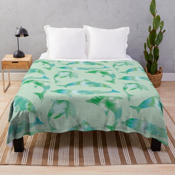 Item preview, #2 Dolphins - Fun Blue and Green Tie Dye Animal Silhouette Pattern designed and sold by TheRainbowRoom.