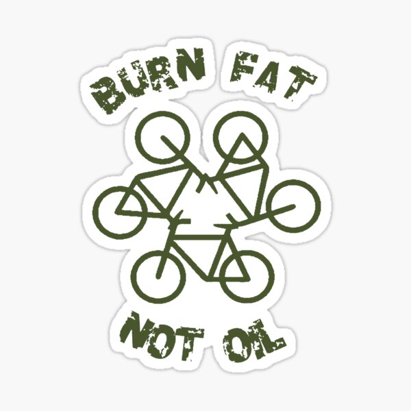 Burn Fat Not Oil Recycle Code Parody Green Graphic Sticker