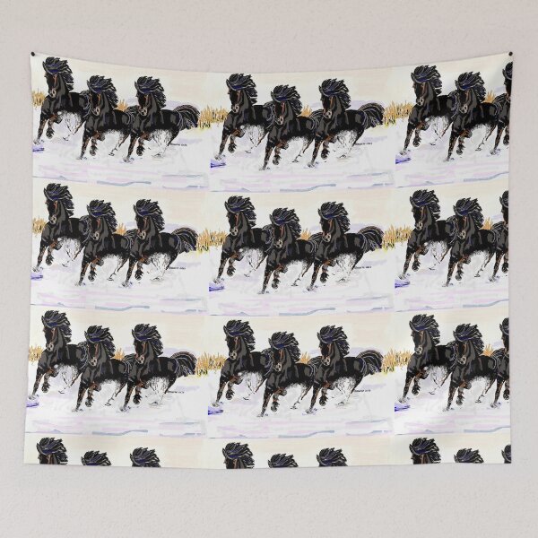 Item preview, Awsome Black Horses In Snow designed and sold by dorcas13.