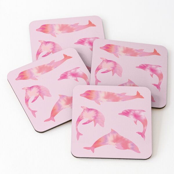 Item preview, #2 Dolphins - Peach and Pink Tie Dye Animal Silhouette Pattern designed and sold by TheRainbowRoom.
