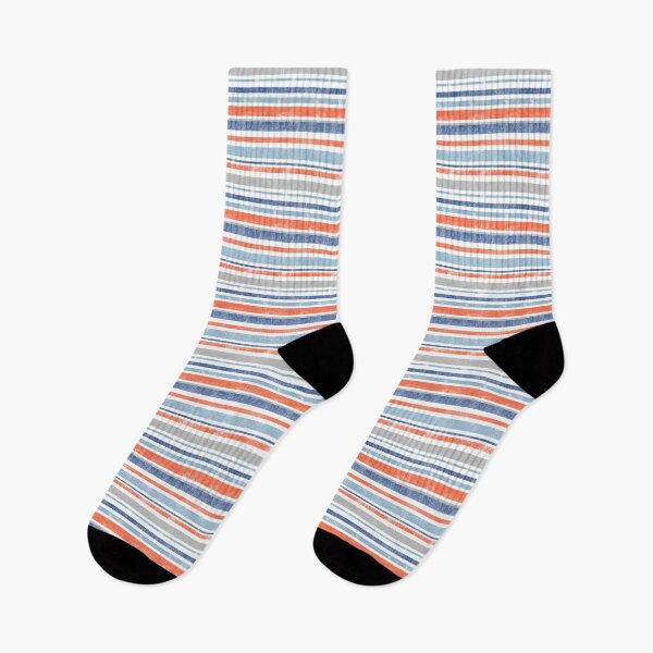 Item preview, Rayas náuticas Go With The Flow Fish en azul y naranja designed and sold by KrisInStitches.