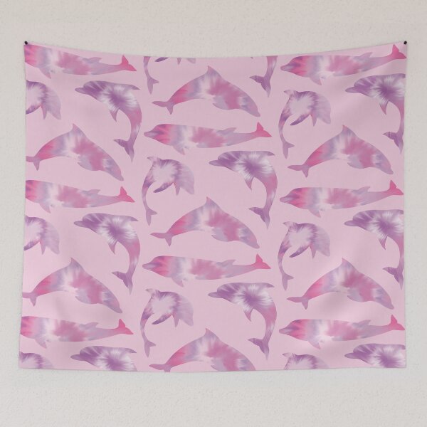Item preview, #2 Dolphins - Pink and Purple Tie Dye Animal Silhouette Pattern designed and sold by TheRainbowRoom.