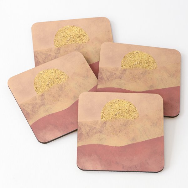 Item preview, Minimalist Simple Hot Desert Mountain Landscape Metallic Gold designed and sold by SparrowsEndArt.