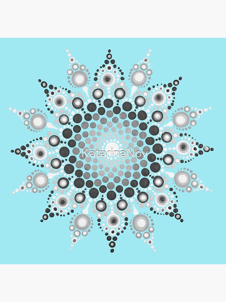 Grey monochromatic dot mandala, turquoise background grey-monochromatic-dot-mandala-turquoise-background-art-board-print-for-sale-by-katarinanov-redbubble